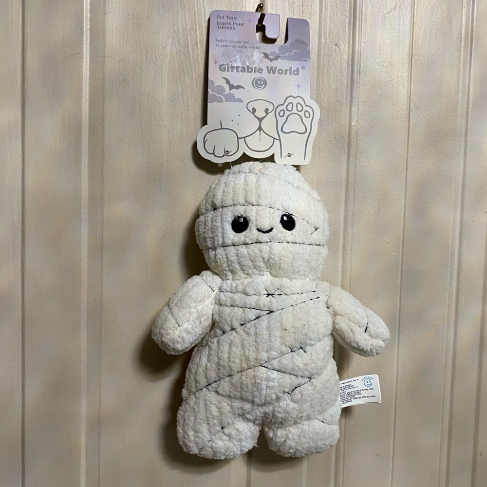 Brand New Giftable Ghost Dog Toy With Squeaker 9”.